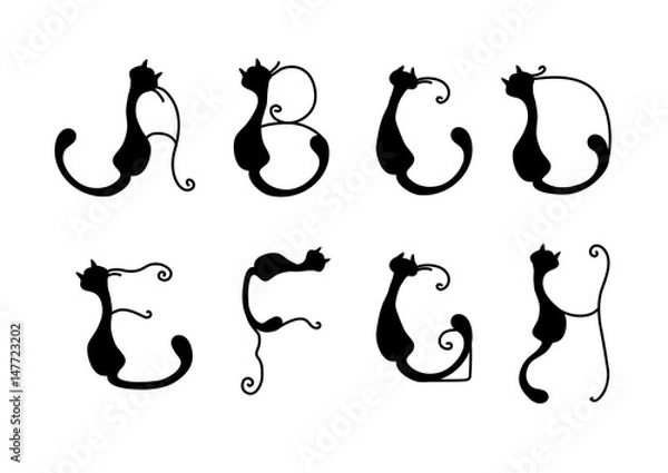 Fototapeta Cat alphabet vector a-h