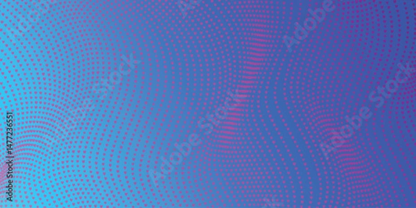 Obraz Optical illusion pattern with pink hearts and waves. Halftone romantic gradient background with tiny hearts. Retro heart wave pattern with blue gradient