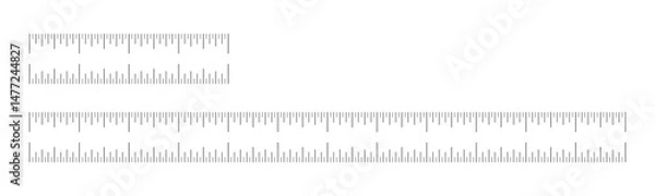 Fototapeta Measuring charts with 4, 12 inches. Set of ruler scales. Sewing tool mockups collection. Length measurement math, distance, height ruler printable patterns.