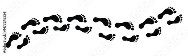 Fototapeta Human footprints icon set. foot print icon set. Step footprints paths. footstep prints and shoe steps
