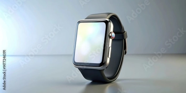Fototapeta A modern smartphone screen displaying a mockup of a new smartwatch app , smartphone, tech,  smartphone, tech, interface