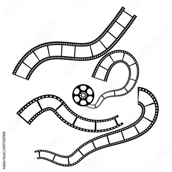 Obraz Film reel and filmroll icon in white background
