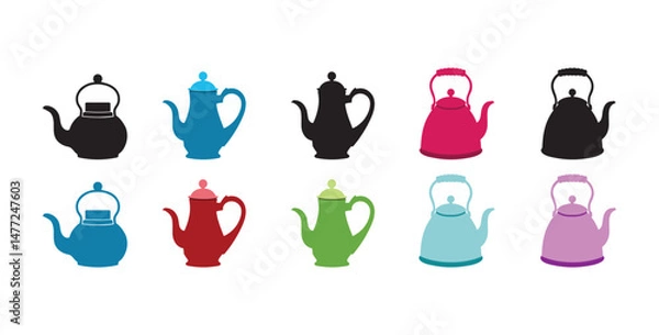 Obraz Vintage kettle icon in multicolours