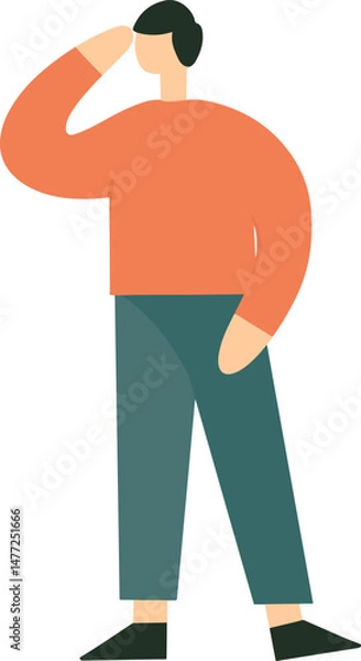 Fototapeta Male cartoon character minimal style, vector.