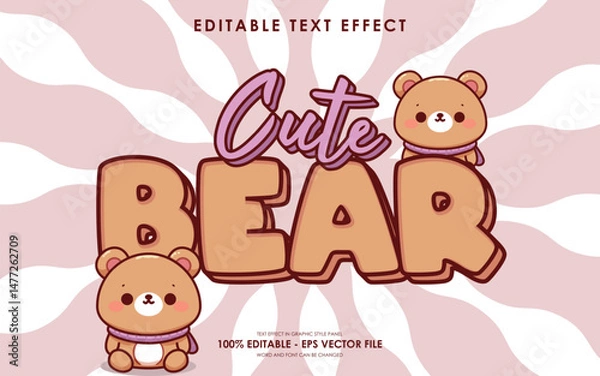 Obraz Editable cute bear text effect, with cute bear characters