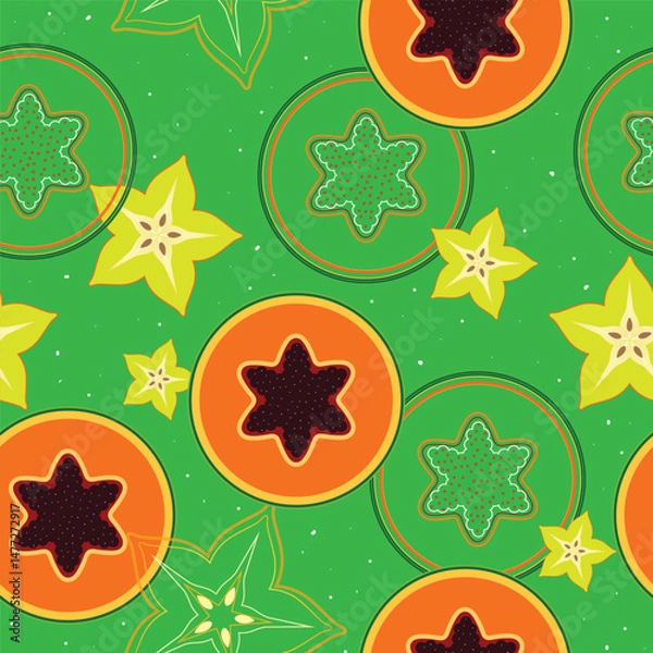 Fototapeta Vector Illustration of Various Fruits Background Pattern