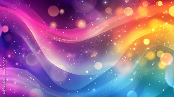 Fototapeta Vibrant Abstract Waves with Colorful Light Bokeh Effect Background
