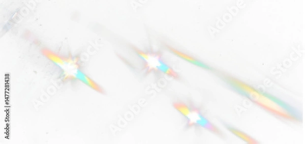 Fototapeta PNG crystal rainbow light prism with sparkle beam and transparent glow, bokeh shine on radiant spectrum light background, PNG 1920 glitter flare with glowing light and crystal reflection.