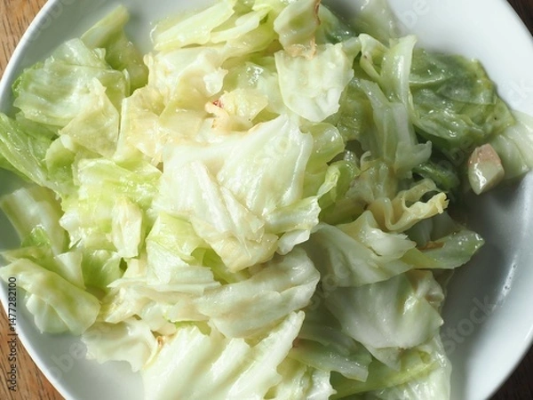 Obraz stir fried cabbage with garlic