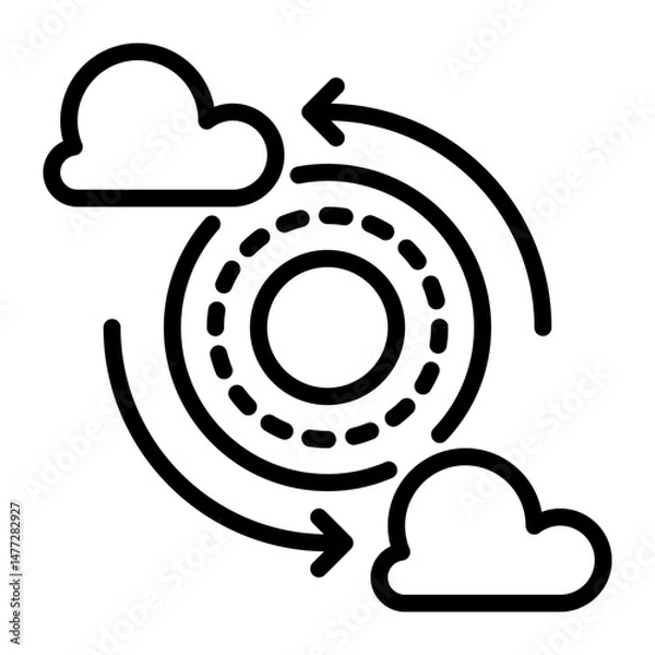 Fototapeta Cloud Transfer icon, line icon style