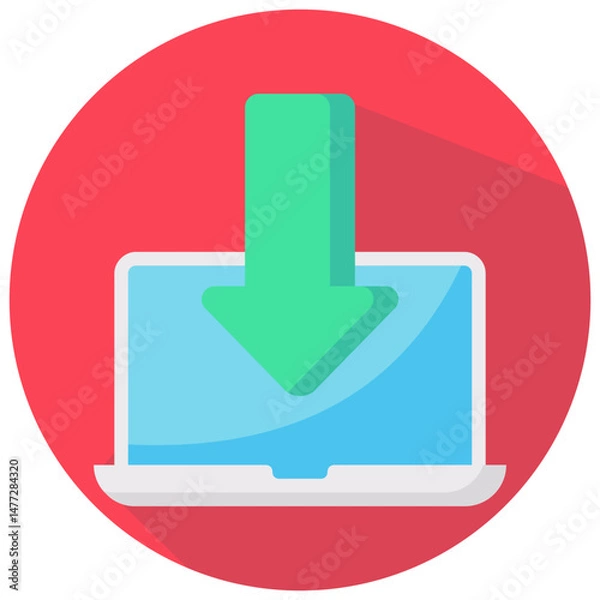 Obraz download vector round flat icon