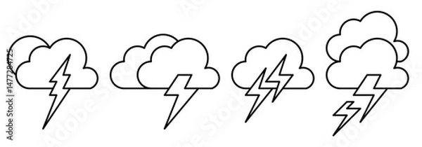 Obraz thunder cloud icon sheet vector symbol of weather illustration