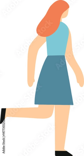 Fototapeta Female cartoon character minimal style, vector.