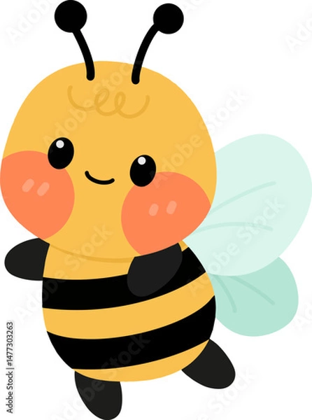 Fototapeta Cute bee cartoon character, vector.