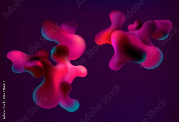 Obraz Abstract background of red liquid shapes. 3D vector bubbles.