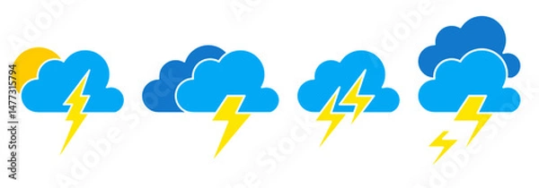 Obraz thunder cloud icon sheet vector symbol of weather illustration