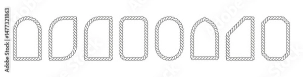 Obraz Rope Frame Design arch. Isolated Geometric Borders and Shapes Vector, PNG