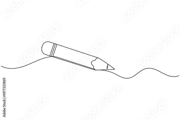 Obraz Pencil icon continuous one line drawing isolate outline vector illustration