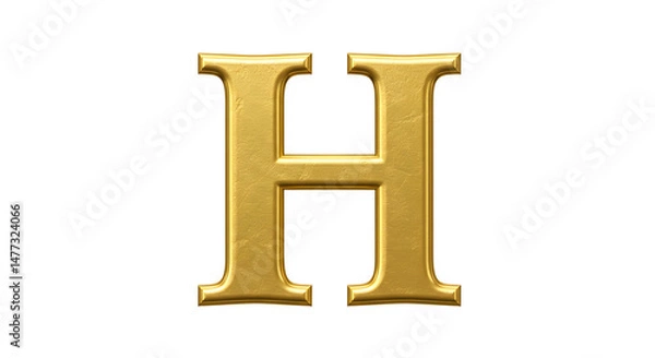 Obraz Golden metallic letter h on transparent background