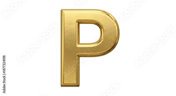 Obraz Embossed gold letter p on transparent background representing luxury and elegance