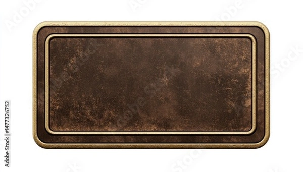 Obraz Rectangular brown metal plaque with gold border.  Detailed, textured surface