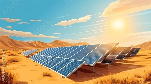 Obraz Solar Panels Desert Energy