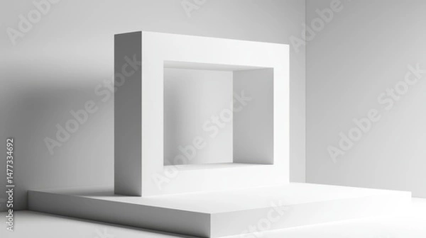 Obraz Minimal White Box with Bold Window Strip