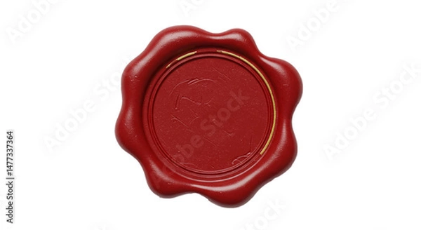 Obraz red wax seal with golde edge isolated on white background 
