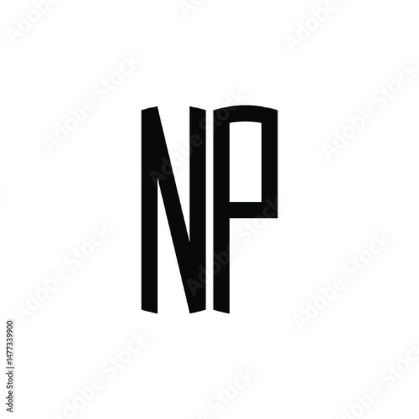 Fototapeta NP monogram logo design letter text name symbol monochrome logotype alphabet character simple logo