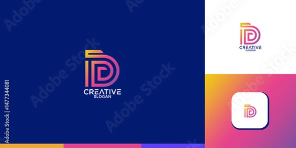 Obraz initial letter d abstract geometry logo design vector