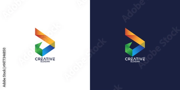 Obraz initial letter d abstract geometry logo design vector