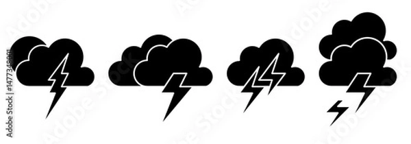 Obraz thunder cloud icon sheet vector symbol of weather illustration
