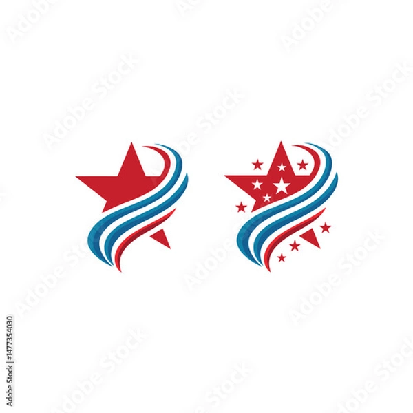 Obraz Star icon in red and blue vector illustration 