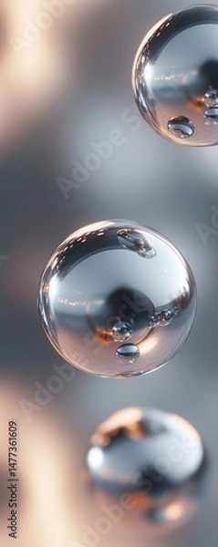 Fototapeta Floating orbs of polished metal