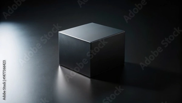 Fototapeta A black cube is placed on a sleek