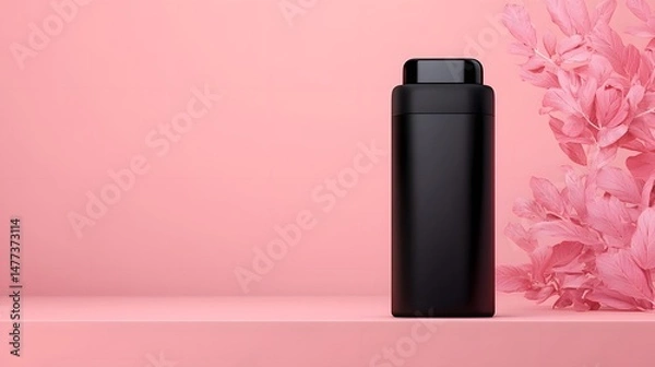 Fototapeta Black Vape Pod Device and Matte Charging Case on Pink Background