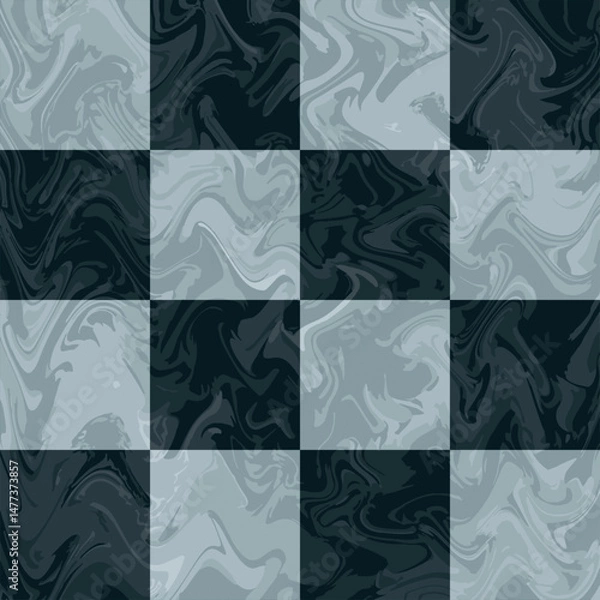 Obraz Abstract modern marble pattern on checkered background. seamless abstract acrylic textured stripes. geometric shapes. design, scarf, marble, fabric, tile, cover, wallpaper, surface, bandana, template