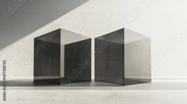 Obraz Stacked Square Volumes with Transparent Middle