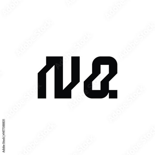 Fototapeta NQ monogram logo design letter text name symbol monochrome logotype alphabet character simple logo