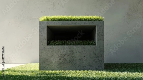 Obraz Monochrome Box with Garden Roof Insert