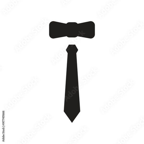 Obraz Necktie and Bow Tie Vector Icon, Black Formal Wear Icons for Men’s Fashion, Business Attire, Logo Design, Clothing Branding, and Tuxedo Accessories on a White Background