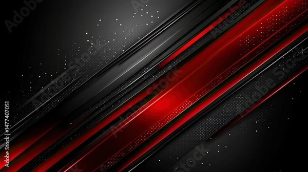 Fototapeta Abstract red black tech lines digital background design