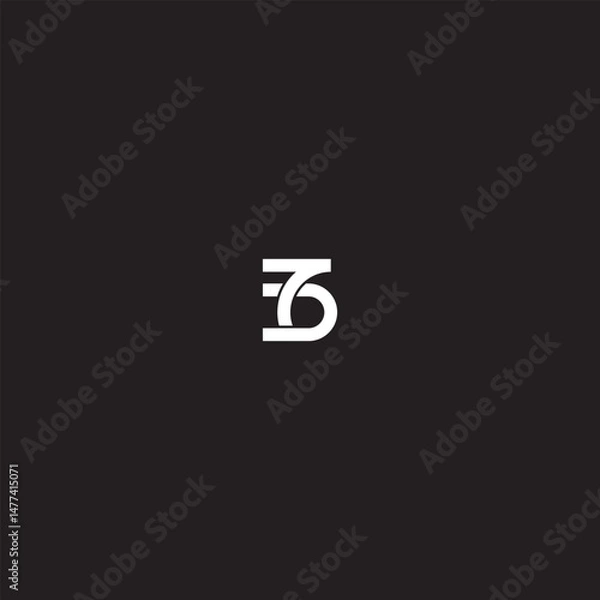 Fototapeta Minimal Number 3 or 73 Monogram Logo isolated with black background. 