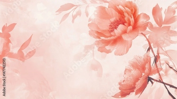 Fototapeta A close-up of soft pink peonies with a dreamy, blurred background.