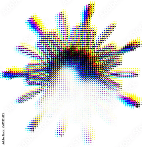 Obraz Polka dot mandala illuminated from below. Copy space for text. Vector.