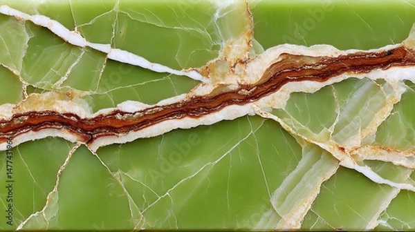 Obraz Elegant Green Onyx Stone with Intricate Veins and Patterns for Background or Surface Design