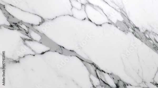 Fototapeta Elegant White Marble Texture with Gray Veins for Interior Design and Architecture Projects