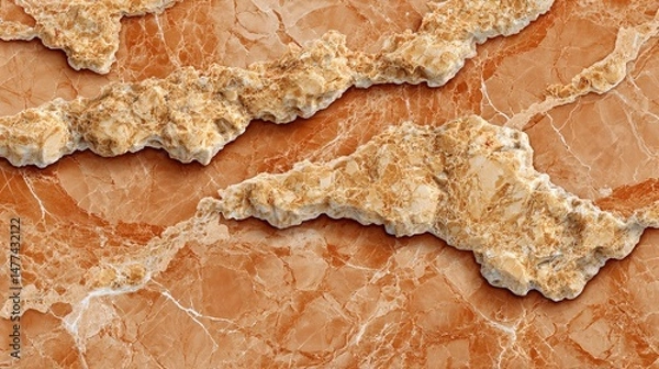 Fototapeta Elegant Orange Marble Texture with Natural Veins and Unique Pattern for Interior Design