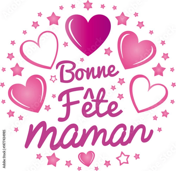 Fototapeta Bonne fête maman ! sticker rond message cœur pour la fête des mères