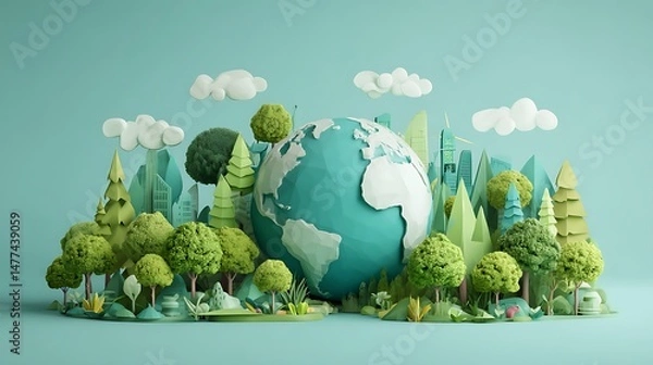 Fototapeta World environment and earth day concept with colorful eco friendly enviroment